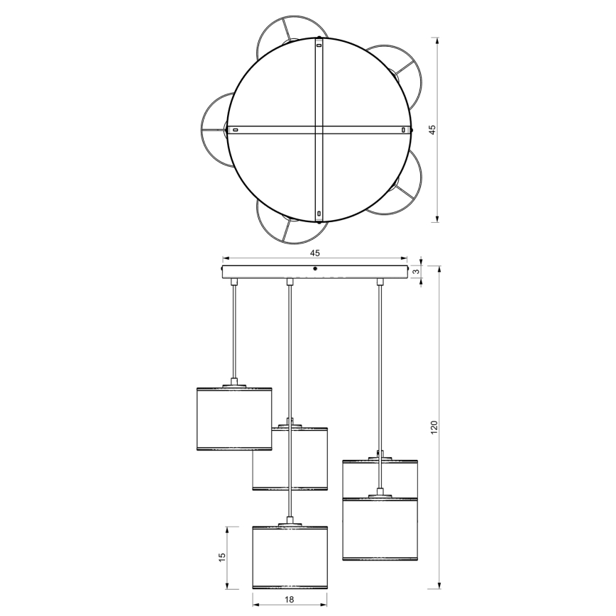 Riippuvalaisin LOFT SHADE 5xE27/60W/230V valkoinen/kulta