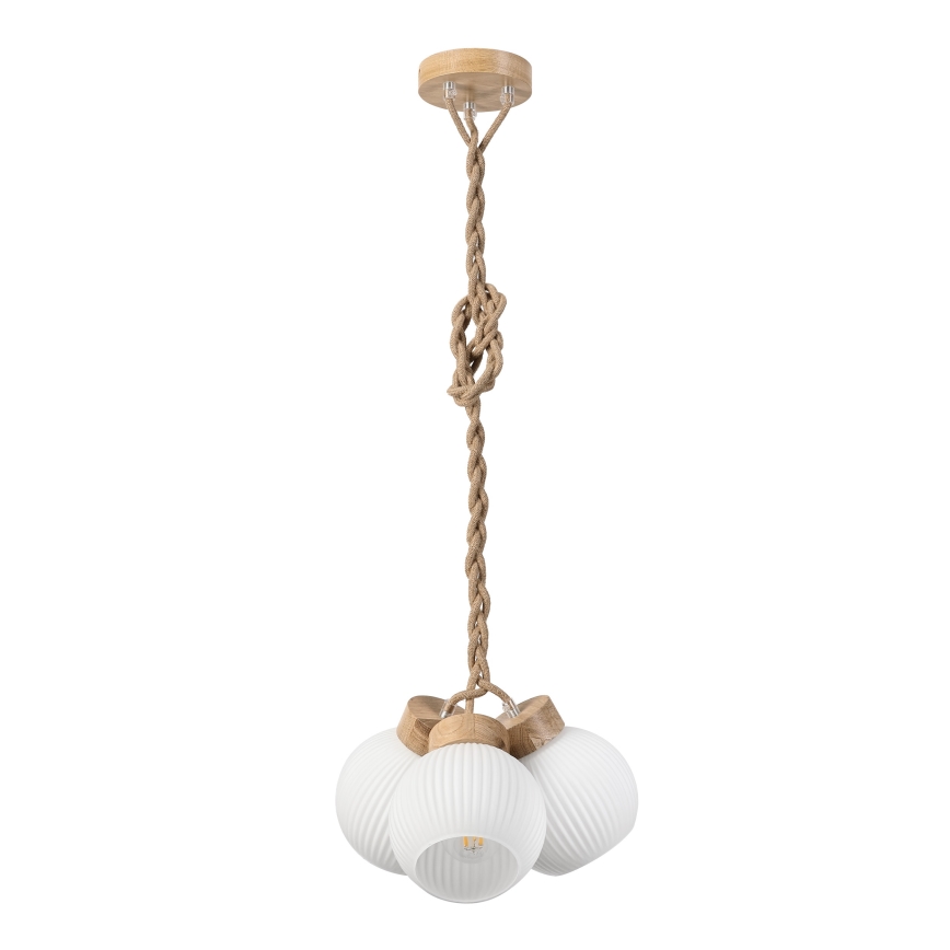 Riippuvalaisin LOOMIS 3xE27/15W/230V 130 cm beige/tammi