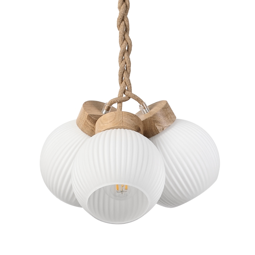 Riippuvalaisin LOOMIS 3xE27/15W/230V 130 cm beige/tammi