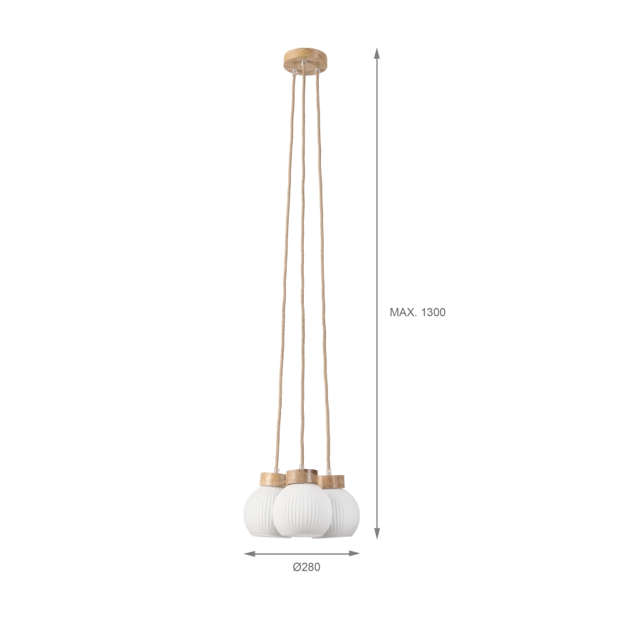 Riippuvalaisin LOOMIS 3xE27/15W/230V 130 cm beige/tammi