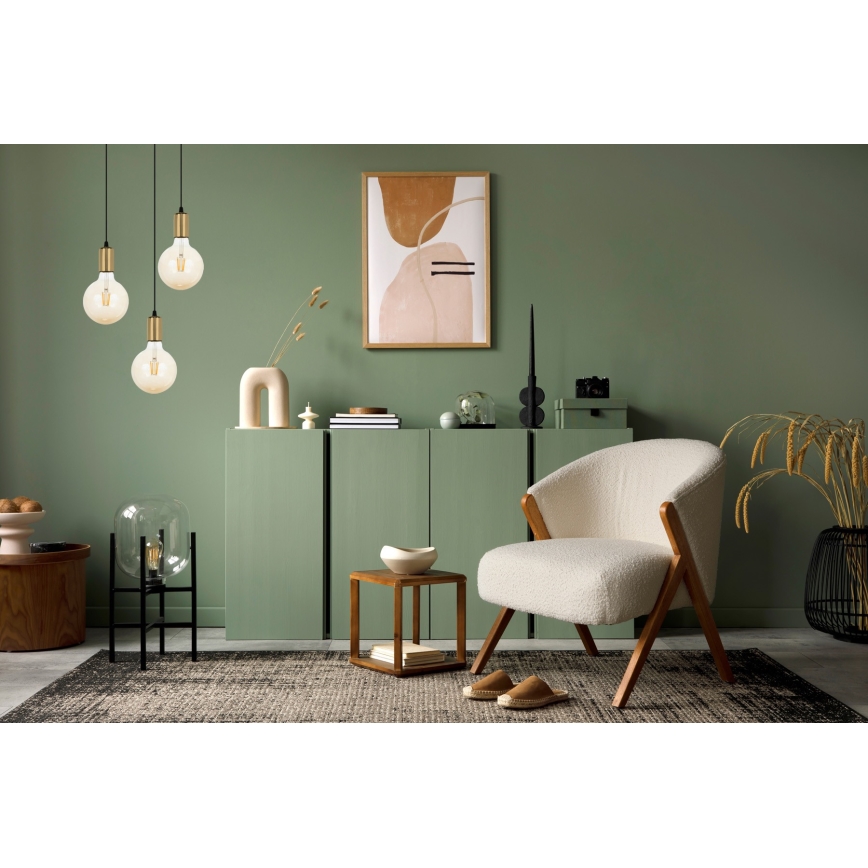 Riippuvalaisin MIROS 3xE27/60W/230V pyöreä musta/kulta