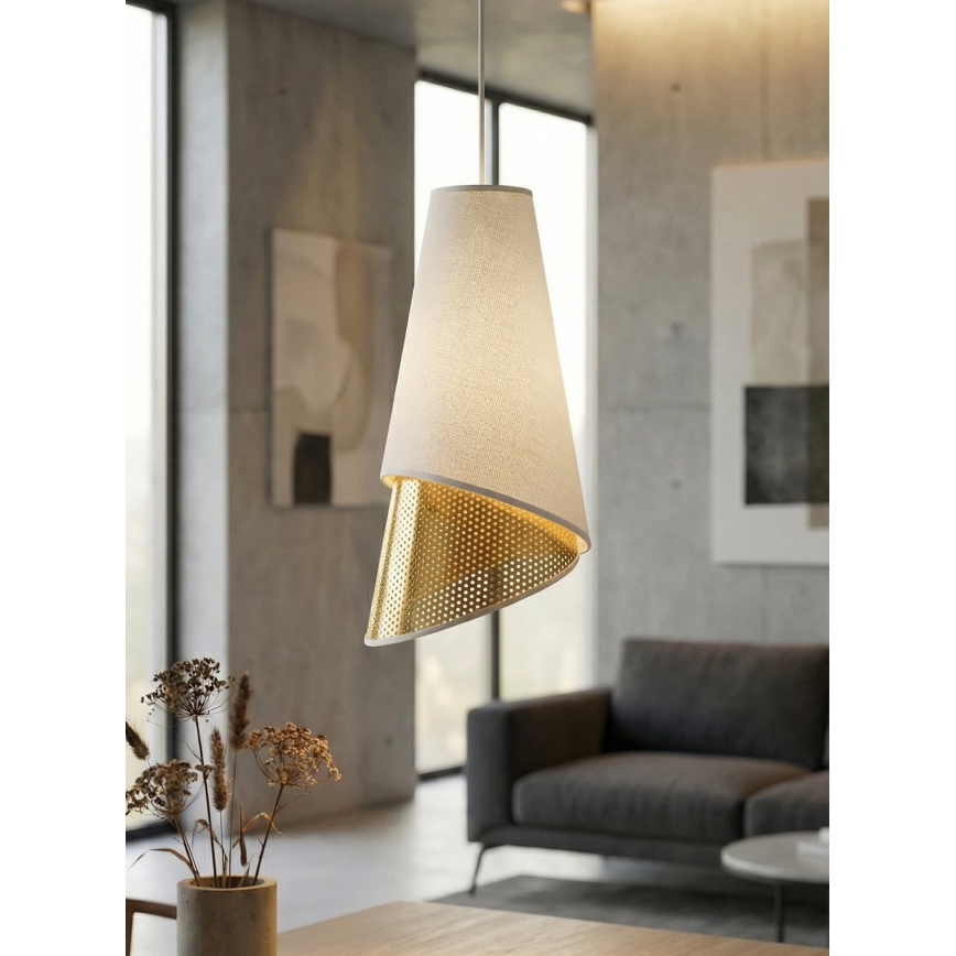Riippuvalaisin MODA vaijerilla 1xE27/15W/230V valkoinen/kultainen