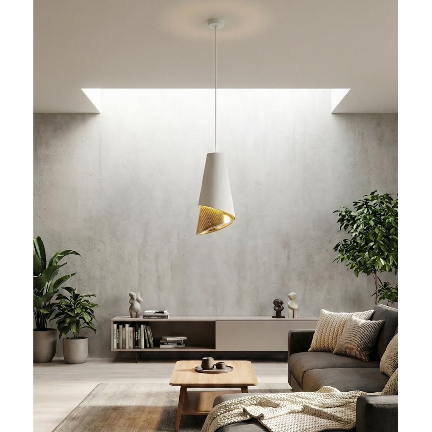Riippuvalaisin MODA vaijerilla 1xE27/15W/230V valkoinen/kultainen
