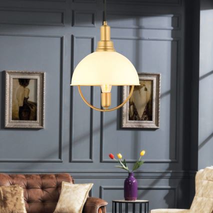 Riippuvalaisin MONZA, 1 x E27, 40 W, 230 V, Ø 30 cm, kermanvärinen/kullanvärinen