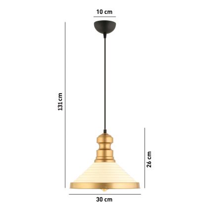 Riippuvalaisin MONZA 1xE27/40W/230V, halkaisija 30 cm, kerma/kulta