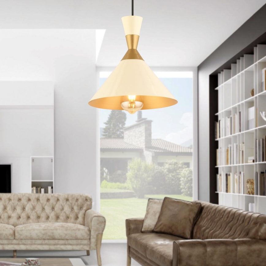 Riippuvalaisin MONZA 1xE27/40W/230V Ø 25 cm kerma/kulta