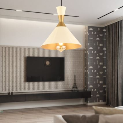 Riippuvalaisin MONZA 1xE27/40W/230V Ø 25 cm kerma/kulta