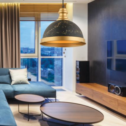 Riippuvalaisin MONZA johdolla 1xE27/40W/230V Ø 29 cm musta/pronssi