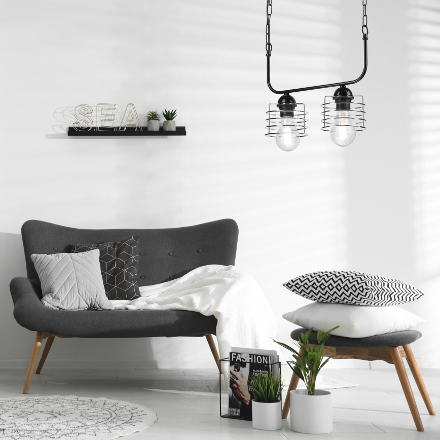 Riippuvalaisin MORGAN 2xE27/60W/230V musta/kromi