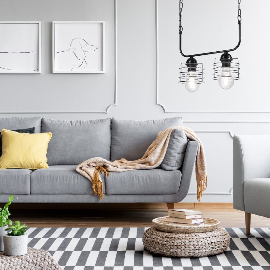 Riippuvalaisin MORGAN 2xE27/60W/230V musta/kromi