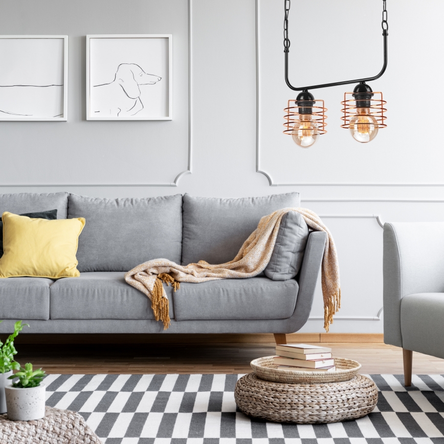 Riippuvalaisin MORGAN 2xE27/60W/230V musta/kupari