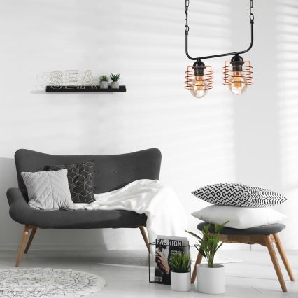 Riippuvalaisin MORGAN 2xE27/60W/230V musta/kupari