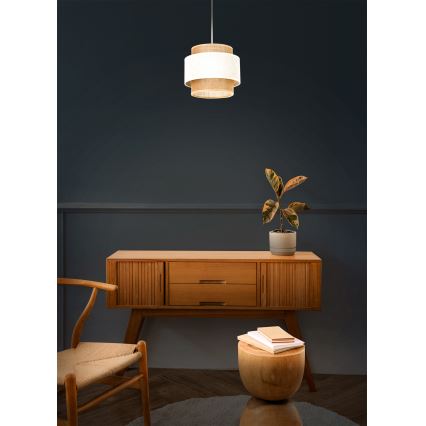 Riippuvalaisin narulla BOHO 1xE27/60W/230V Ø 20 cm kerma/juutti