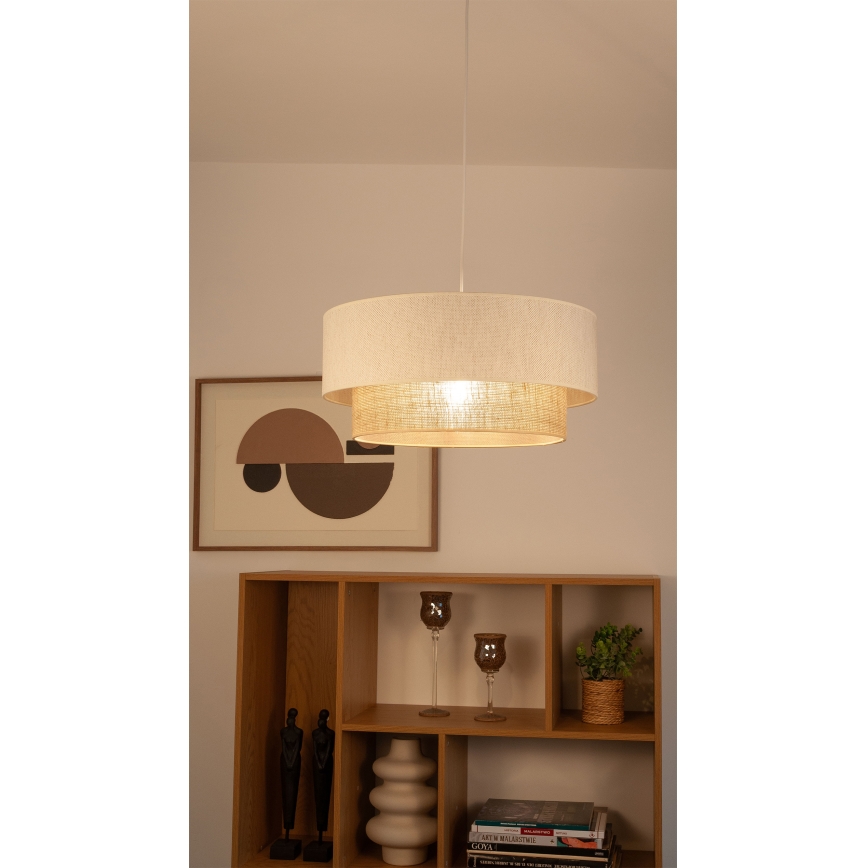Riippuvalaisin NATIA 1xE27/60W/230V Ø 45 cm valkoinen/ruskea