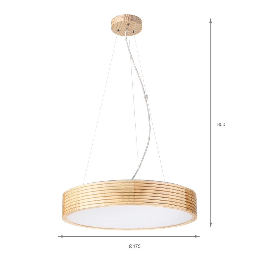Riippuvalaisin NATURAL MODERN, 3xE27/15W/230V, halkaisija 47,5 cm, mänty