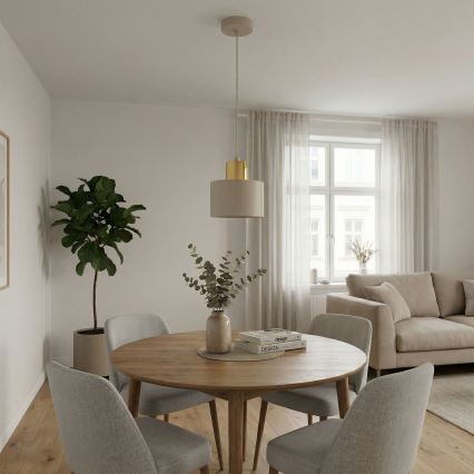 Riippuvalaisin PARKLA 1xE27/15W/230V beige/kullanvärinen