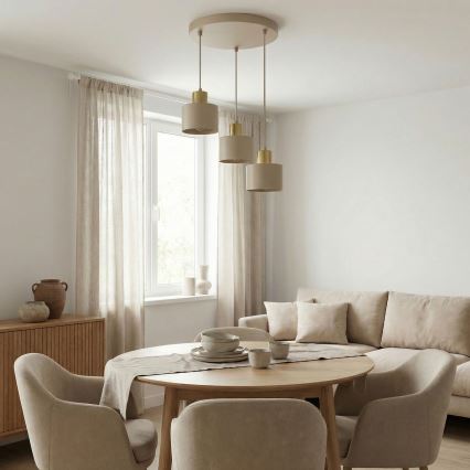 Riippuvalaisin PARKLA 3xE27/15W/230V beige/kulta