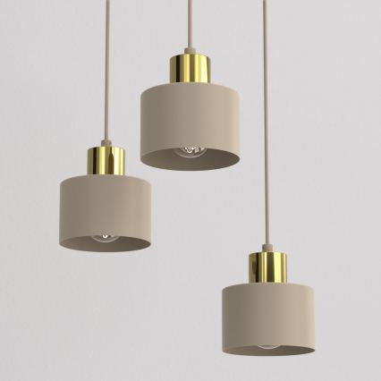 Riippuvalaisin PARKLA 3xE27/15W/230V beige/kulta