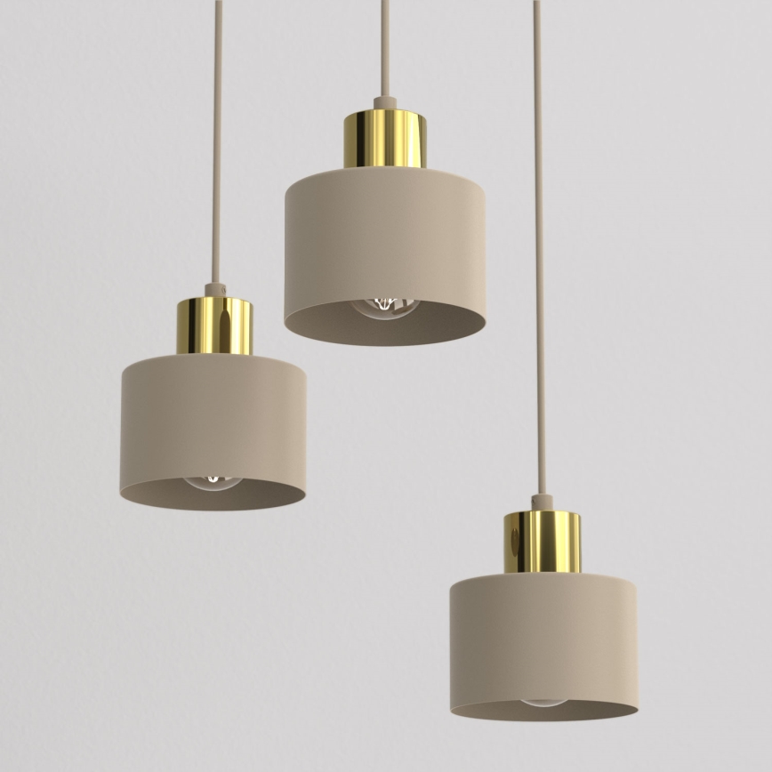 Riippuvalaisin PARKLA 3xE27/15W/230V beige/kulta