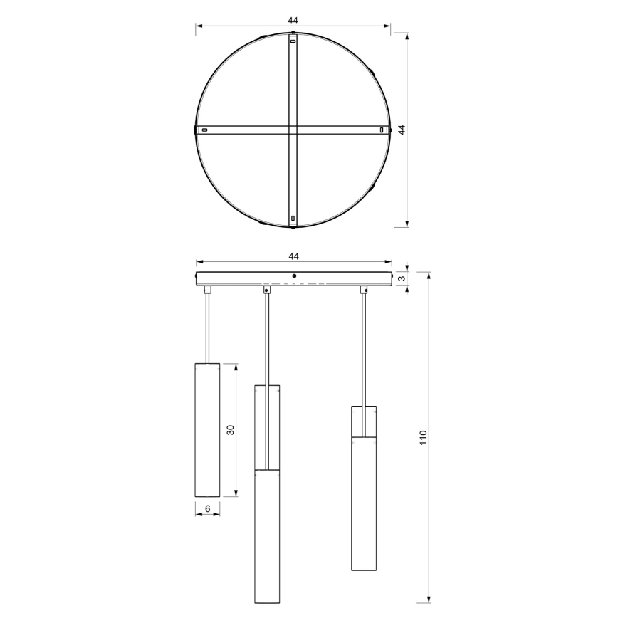 Riippuvalaisin RAITO 6xGU10/8W/230V messinki