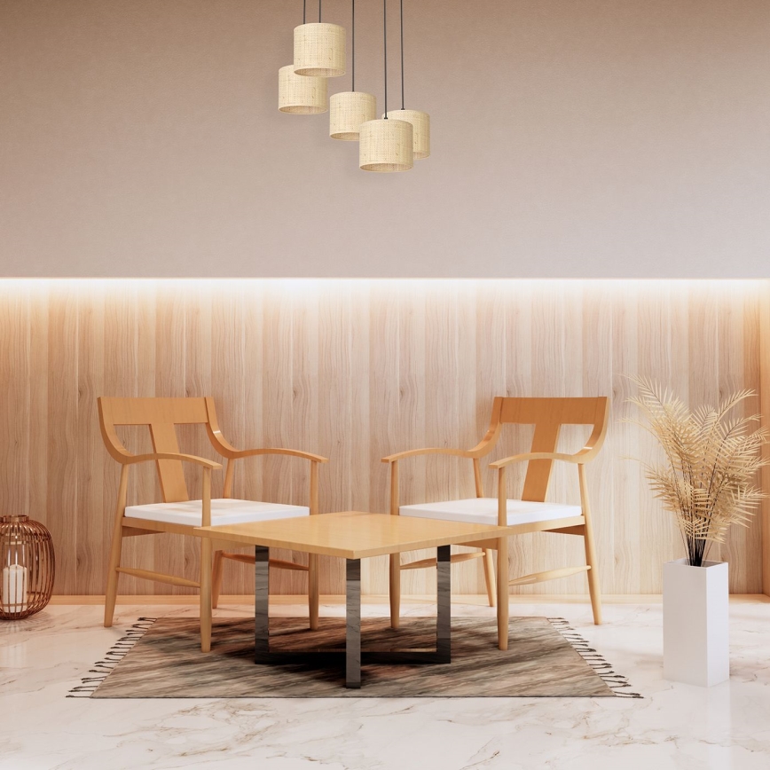 Riippuvalaisin RATTAN 5xE27/60W/230V rottinki