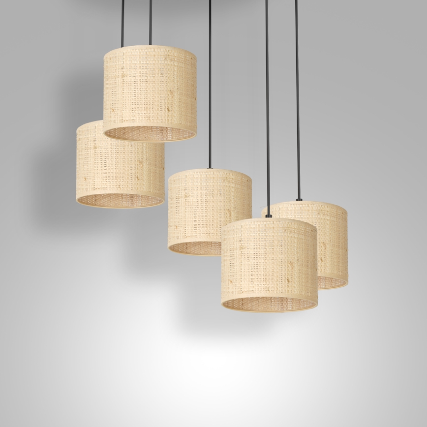 Riippuvalaisin RATTAN 5xE27/60W/230V rottinki