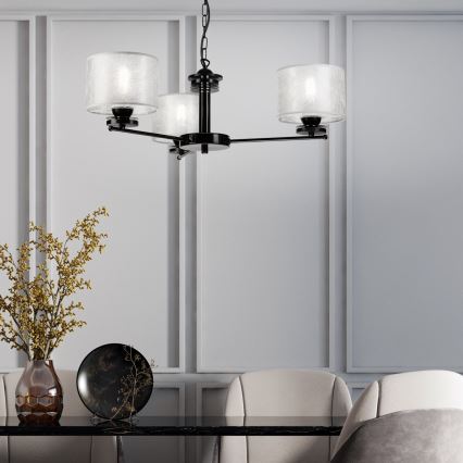 Riippuvalaisin ROSA ketjulla 3xE27/60W/230V musta/harmaa
