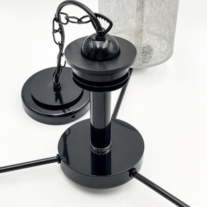 Riippuvalaisin ROSA ketjulla 3xE27/60W/230V musta/harmaa