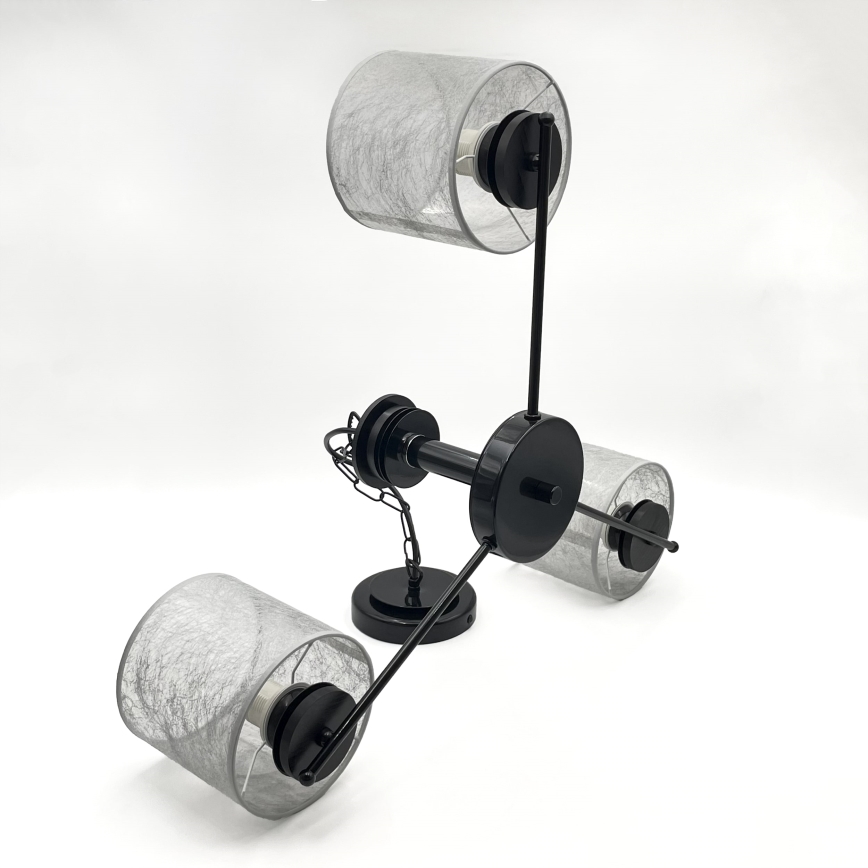 Riippuvalaisin ROSA ketjulla 3xE27/60W/230V musta/harmaa