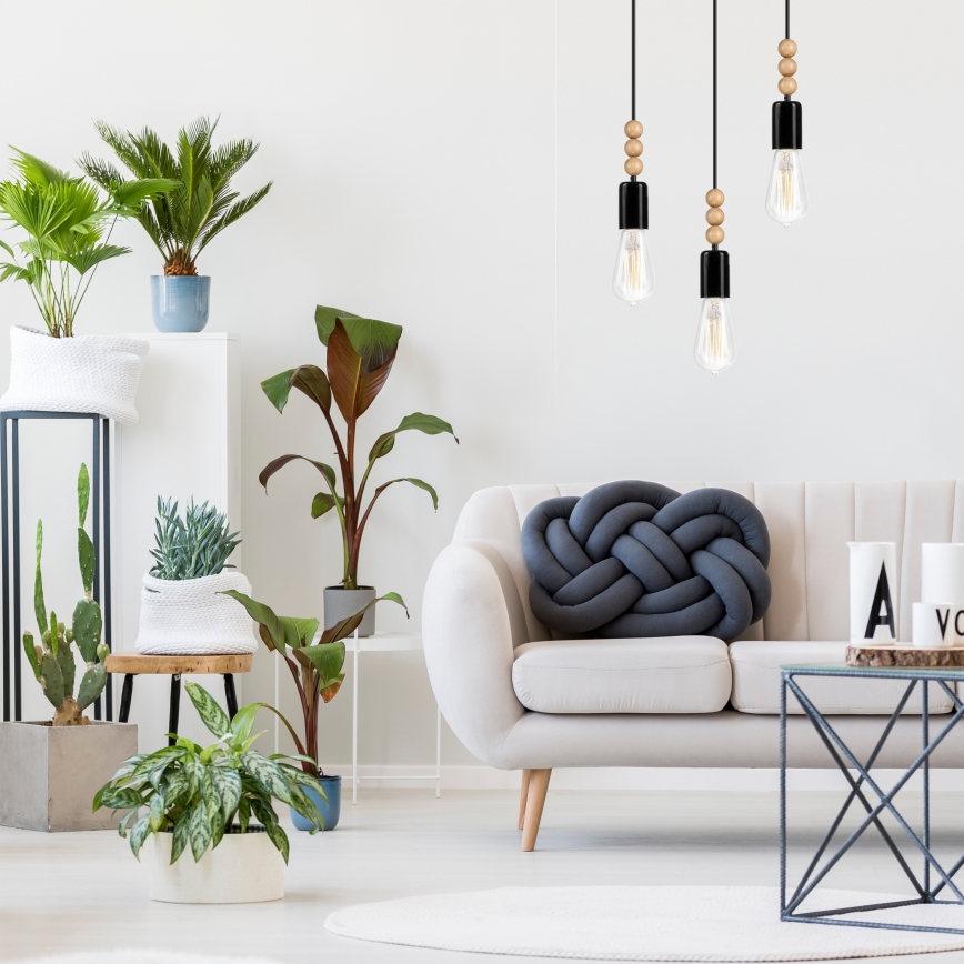 Riippuvalaisin köydellä SIMON 3xE27/60W/230V pyökki