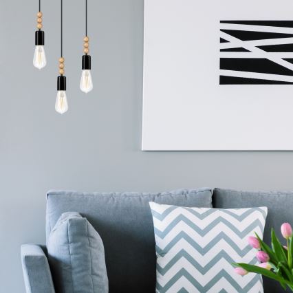 Riippuvalaisin köydellä SIMON 3xE27/60W/230V pyökki