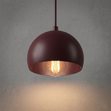 Riippuvalaisin SOOL 1xE27/15W/230V Ø 15 cm burgundinpunainen