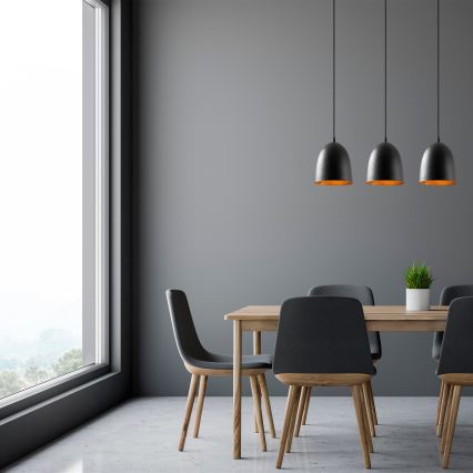 Riippuvalaisin TATTOO johdolla 3xE27/40W/230V musta