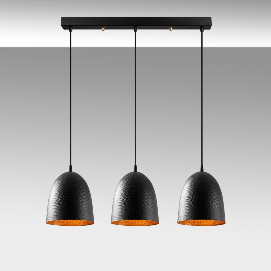 Riippuvalaisin TATTOO johdolla 3xE27/40W/230V musta