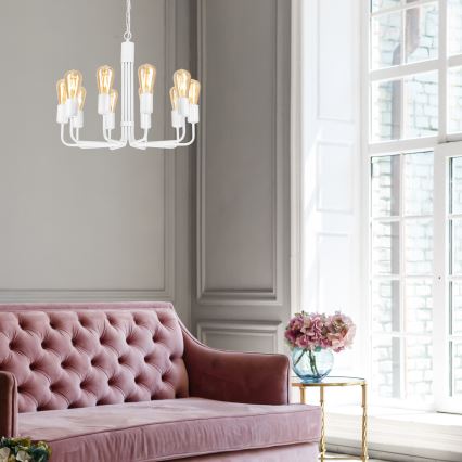 Riippuvalaisin TIFFANY 10xE27/60W/230V valkoinen