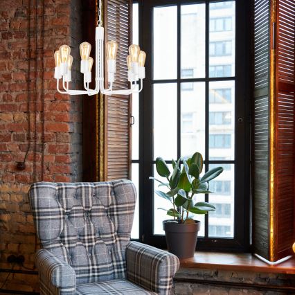 Riippuvalaisin TIFFANY 10xE27/60W/230V valkoinen