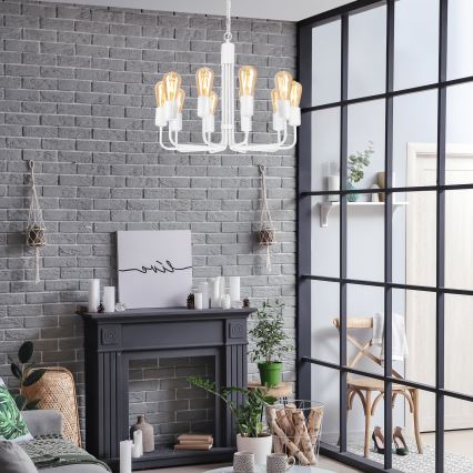 Riippuvalaisin TIFFANY 10xE27/60W/230V valkoinen