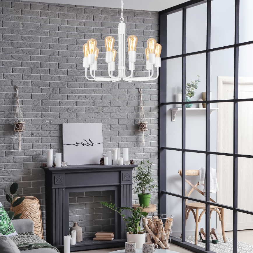 Riippuvalaisin TIFFANY 10xE27/60W/230V valkoinen