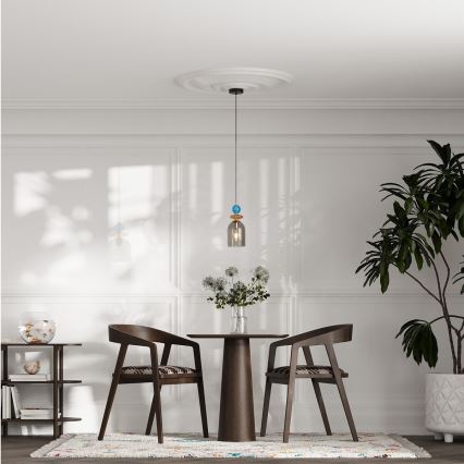 Riippuvalaisin TROPEA 1xE27/15W/230V musta/savunsininen/beige