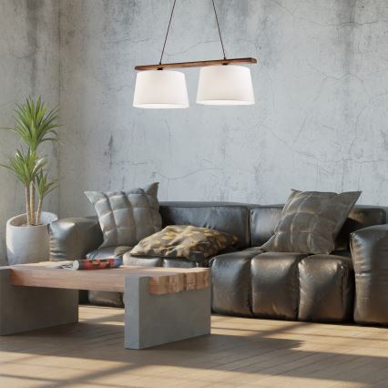 Riippuvalaisin vaijerilla AIDA 2xE27/60W/230V halkaisija 35 cm tammi/pähkinä