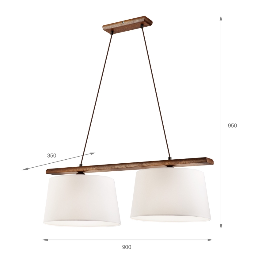 Riippuvalaisin vaijerilla AIDA 2xE27/60W/230V halkaisija 35 cm tammi/pähkinä
