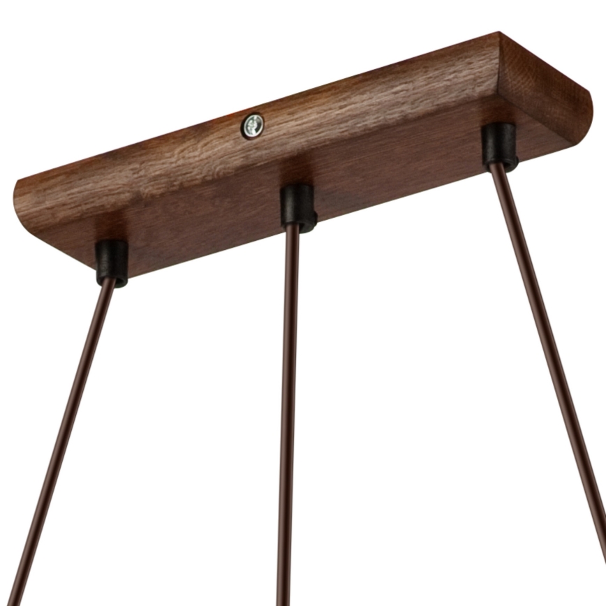 Riippuvalaisin vaijerilla AIDA 3xE27/60W/230V halkaisija 25 cm tammi/pähkinä