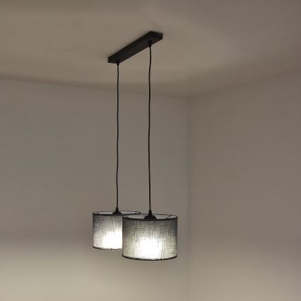 Riippuvalaisin vaijerilla ALBA 2xE27/15W/230V harmaa