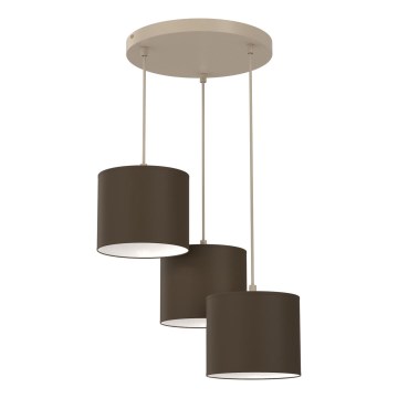 Riippuvalaisin vaijerilla ARDEN 3xE27/15W/230V halkaisija 30 cm beige/ruskea