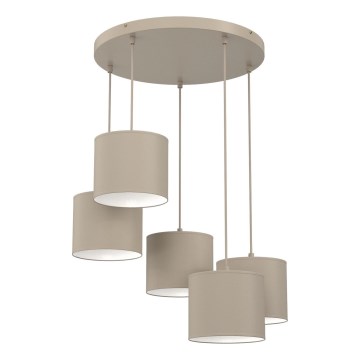 Riippuvalaisin vaijerilla ARDEN 5xE27/15W/230V, halkaisija 44 cm, beige