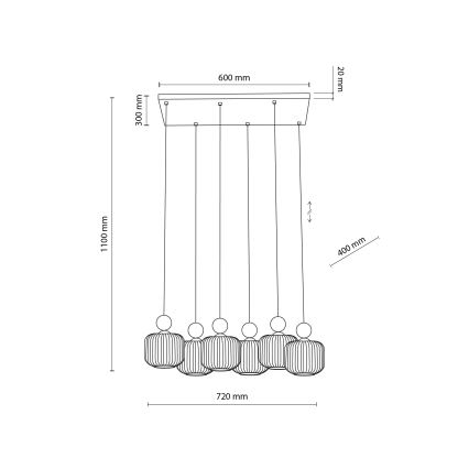 Riippuvalaisin vaijerilla BALLO 6xE14/10W/230V beigenvärinen