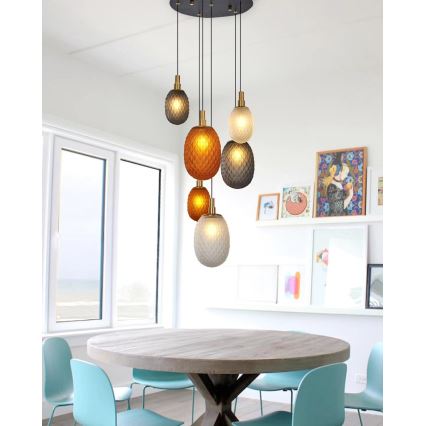 Riippuvalaisin vaijerilla CACTUS 6xG9/5W/230V kupari/harmaa/valkoinen