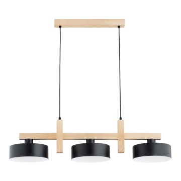 Riippuvalaisin vaijerilla CERTA 3xE27/15W/230V musta/beige