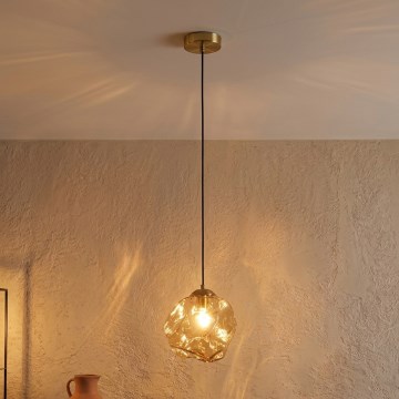 Riippuvalaisin vaijerilla CRISTAL 1xE14/15W/230V messinki/savuinen beige