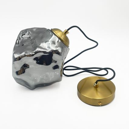 Riippuvalaisin vaijerilla CRISTAL 1xE14/15W/230V messinki/savunmusta